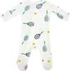 Tennis Print Zipper Footie, Cream - Footie Pajamas - 2