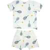 Tennis Print Raw Edge Tee Short Set, Oyster - Mixed Apparel Set - 2