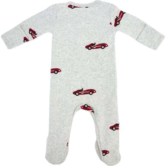 Racecars Print Zipper Footie, Heather Gray - Footie Pajamas - 2