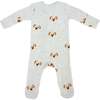 Puppy Face Print Zipper Footie, Heather Gray - Footie Pajamas - 2