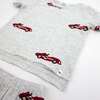 Racecar Print Raw Edge Tee Short Set, Heather Gray - Mixed Apparel Set - 3