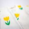 Yellow Tulips Print Zipper Footie, Cream - Footie Pajamas - 3