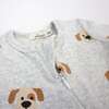 Puppy Face Print Zipper Footie, Heather Gray - Footie Pajamas - 3