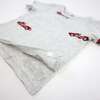 Racecar Print Raw Edge Tee Short Set, Heather Gray - Mixed Apparel Set - 4