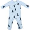 Denim Sailboat Print Zipper Footie, Sky Blue - Footie Pajamas - 1 - thumbnail