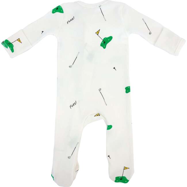 Golf Print Zipper Footie, Cream - Footie Pajamas - 2