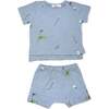 Golf Print Raw Edge Tee Short Set, Fog - Mixed Apparel Set - 1 - thumbnail