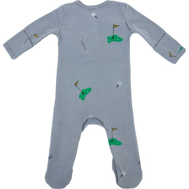 Golf Print Zipper Footie, Fog - Footie Pajamas - 2