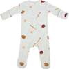 Baseball Print Zipper Footie, Heather Gray - Footie Pajamas - 2