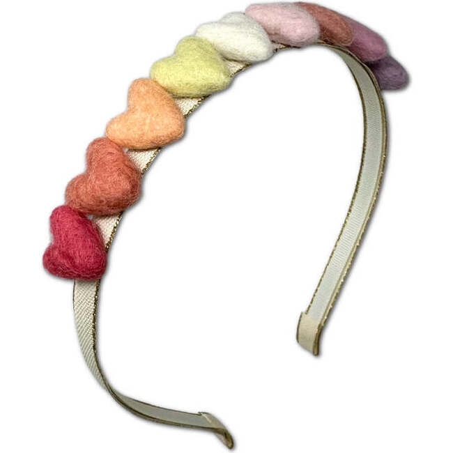 Wool Felt Rainbow Hearts Headband, Ivory