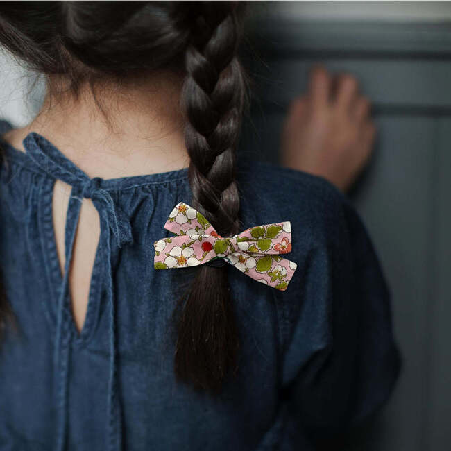 Liberty Of London Strawberries Print Skinny Ribbon Pigtail Bows, Pink (Set Of 2) - Hair Accessories - 2