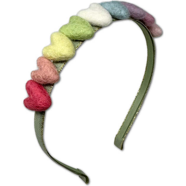 Rainbow Hearts Headband, Sage