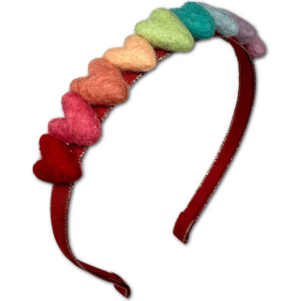 Rainbow Hearts Headband, Red