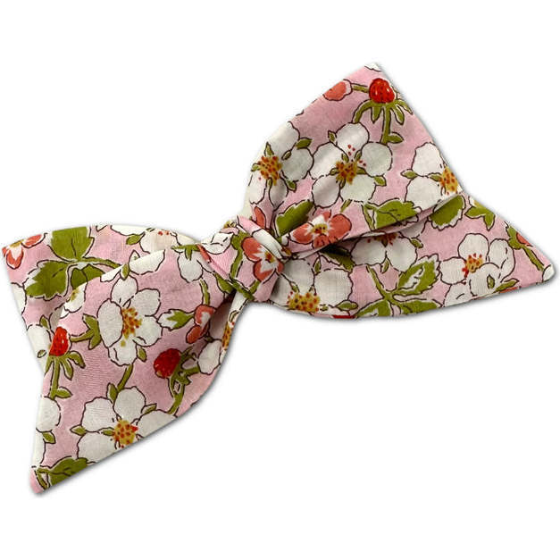 Liberty Of London Strawberries Print Baby Mid-Sized Hand-Tied Bow, Pink