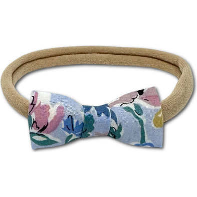 Liberty Of London Floral Print Itty Bitty Bow Baby Headband, Periwinkle
