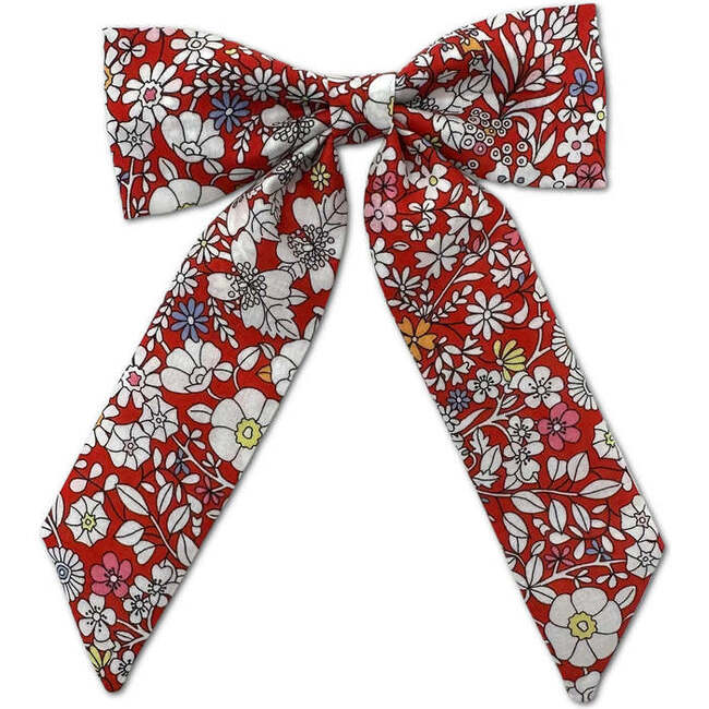 Liberty Of London Floral Print Classic Long Tail Bow, Red