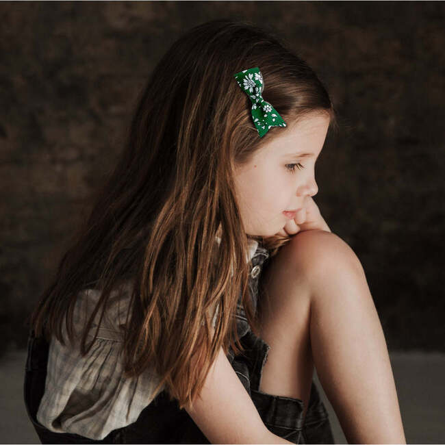 Liberty Of London Floral Print Asymmetric Petal Bow, Green - Hair Accessories - 2