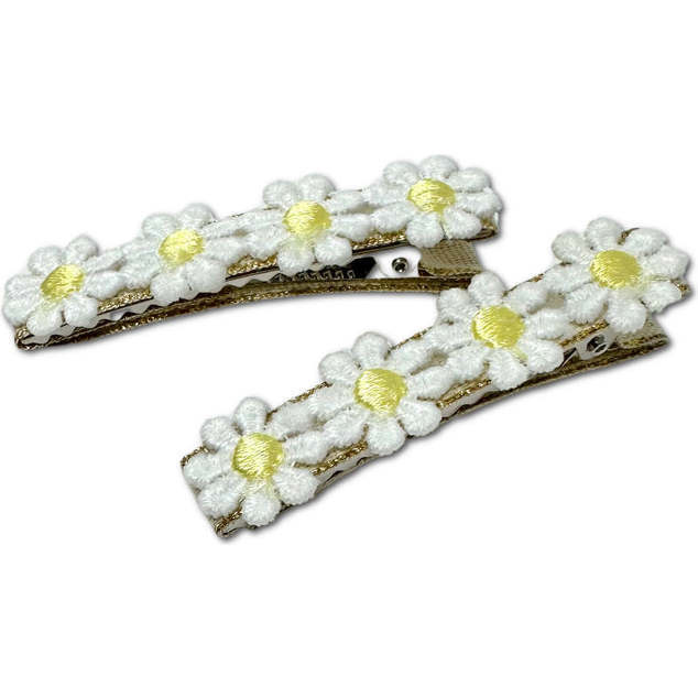 Daisies Bar Clips, Ivory (Set Of 2)