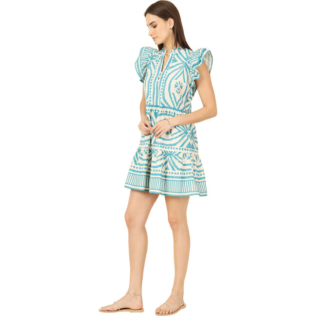 Women's Wilora Print V-Neck Flutter Sleeve Mini Dress, Jolie Lagoon