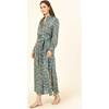Women's Palma Long Sleeve Belted Maxi Shirt Dress, Marlow Marine - Dresses - 3