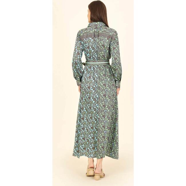 Women's Palma Long Sleeve Belted Maxi Shirt Dress, Marlow Marine - Dresses - 5