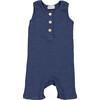 Ribbed Sleeveless Romper, Dark Blue - Rompers - 1 - thumbnail