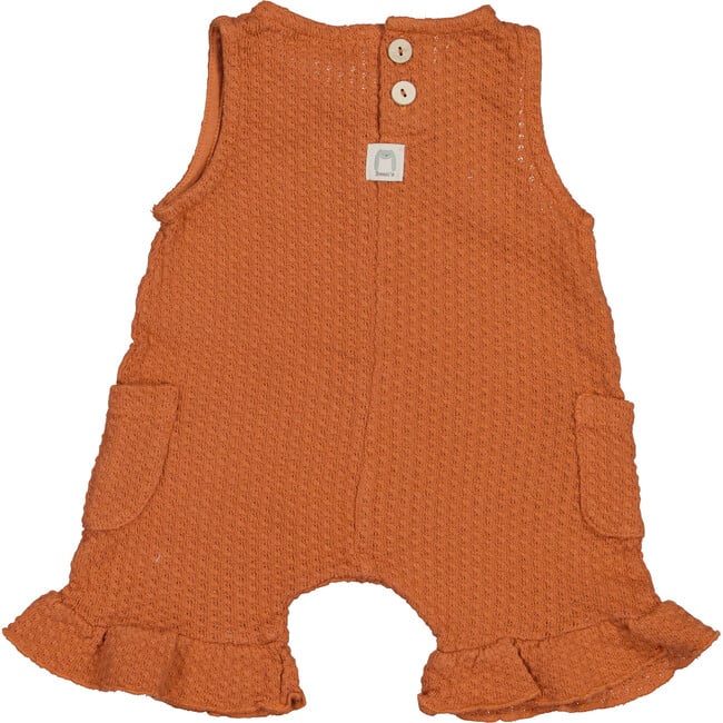 Ruffle Hem Sleeveless Romper, Brick - Rompers - 2