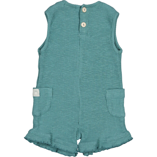 Ruffle Hem Sleeveless Romper, Sea Green - Rompers - 2