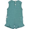 Ruffle Hem Sleeveless Romper, Sea Green - Rompers - 2