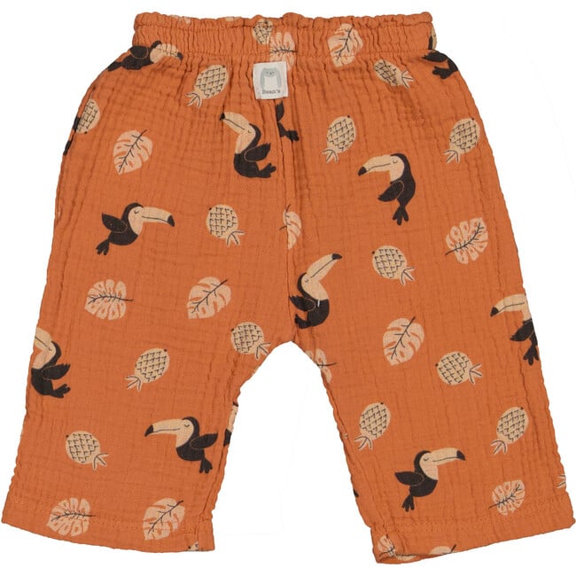 All-Over Toucan Print Pants, Brick - Pants - 2