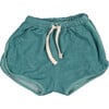 Terry Curved Hem Drawstring Shorts Shorts, Sea Green - Shorts - 1 - thumbnail