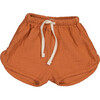 Curved Hem Drawstring Shorts, Brick - Shorts - 1 - thumbnail