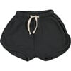 Curved Hem Drawstring Shorts, Charcoal - Shorts - 1 - thumbnail