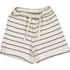 Striped Drawstring Shorts, Blue & Cream - Shorts - 1 - thumbnail