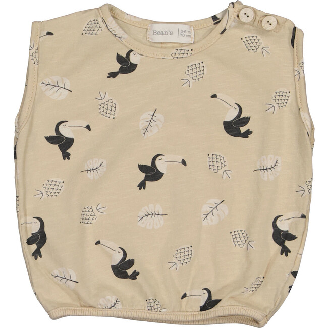 All-Over Toucan Print Sleeveless Top, Sand