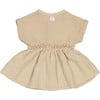 Short Sleeve Cinched Waist Ruffle Tunic, Sand - Blouses - 2