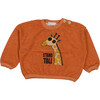 Giraffe Print Terry Sweatshirt, Brick - Sweatshirts - 1 - thumbnail