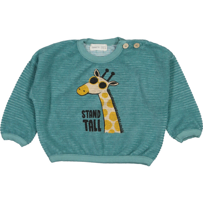 Giraffe Print Terry Sweatshirt, Sea Green