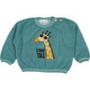 Giraffe Print Terry Sweatshirt, Sea Green - Sweatshirts - 1 - thumbnail