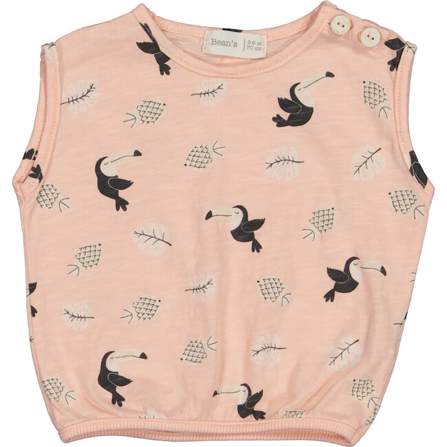All-Over Toucan Print Sleeveless Top, Pink