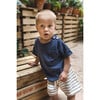 Striped Drawstring Shorts, Blue & Cream - Shorts - 3