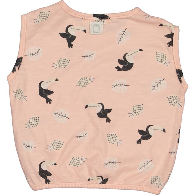 All-Over Toucan Print Sleeveless Top, Pink - T-Shirts - 2