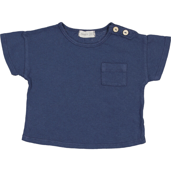 Short Sleeve 2-Buttoned T-Shirt, Blue
