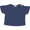 Short Sleeve 2-Buttoned T-Shirt, Blue - T-Shirts - 1 - thumbnail