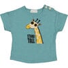 Giraffe Print Short Sleeve T-Shirt, Sea Green - T-Shirts - 1 - thumbnail