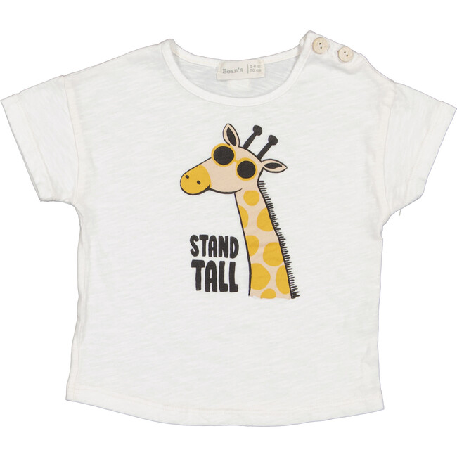 Giraffe Print Short Sleeve T-Shirt, Off-White