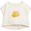 Lucky Charm Clam Print Crop Top, Cream - T-Shirts - 1 - thumbnail