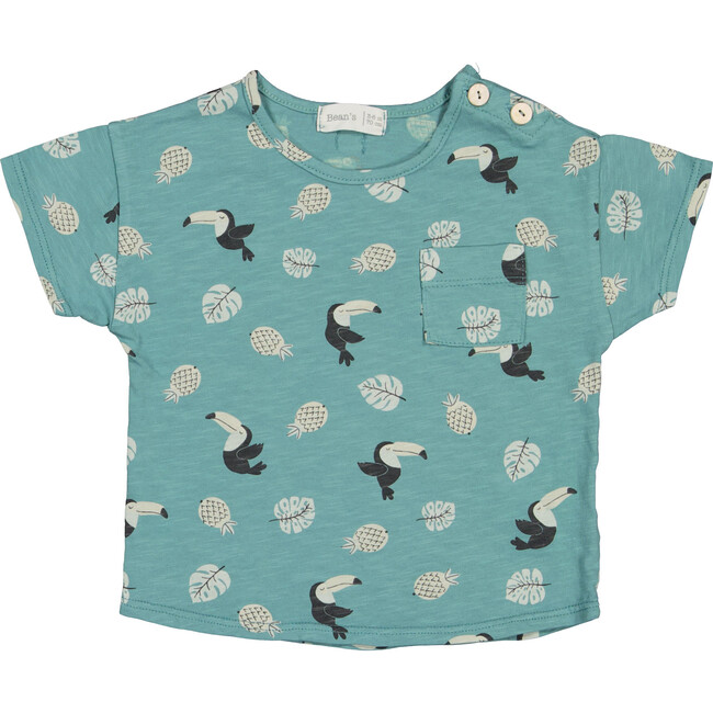 All-Over Toucan Print Short Sleeve T-Shirt.Sea Green