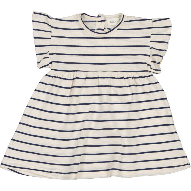 Striped Short Sleeve Dress, Navy & Cream