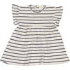 Striped Short Sleeve Dress, Navy & Cream - Dresses - 1 - thumbnail